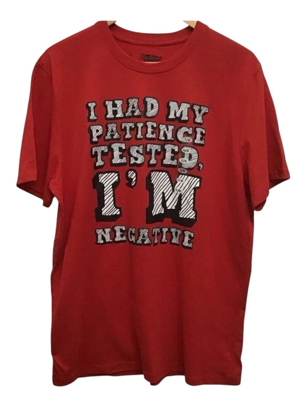 RED graphic t-shirt 𝅺funny tee red tee text graphic humor Action Apparel large